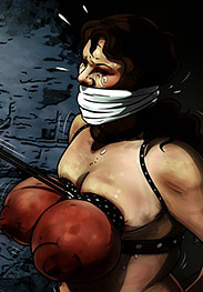 He pushed Claudia to her knees and stood next to her masturbating, pointing his cock at her red breasts - The Curse of Isthar (GQS - Godesses, Queens and Slaves) by Mr Kane